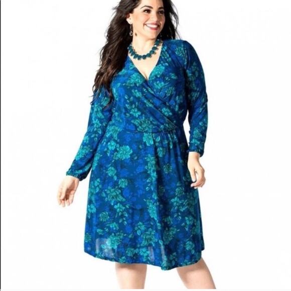 Igigi by Yuliza Raquel Floral Blue Wrap Midi Dress 30 / 32 - Picture 1 of 13
